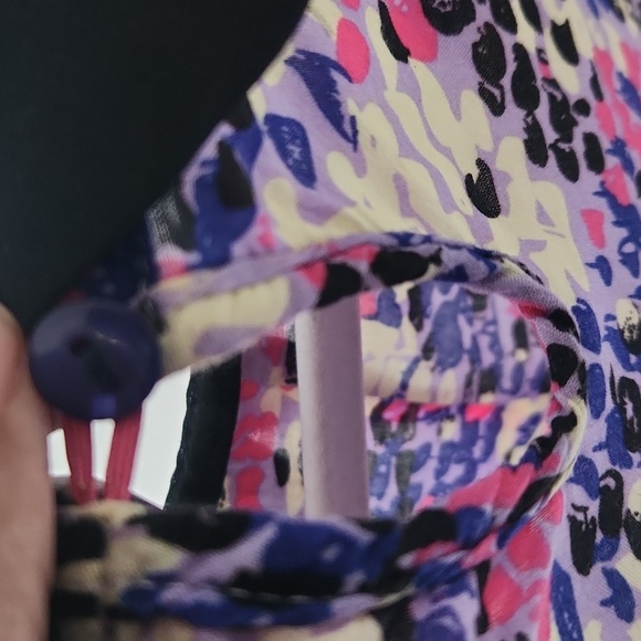 UNICA hiya Pink, purple, white, black pattern blouse cap sleeve Small - Picture 9 of 15